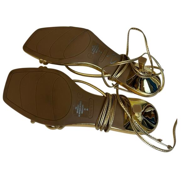 NWOT Nine West Gold Ankle Tie Strappy Heels - 9.5 - Picture 6 of 7